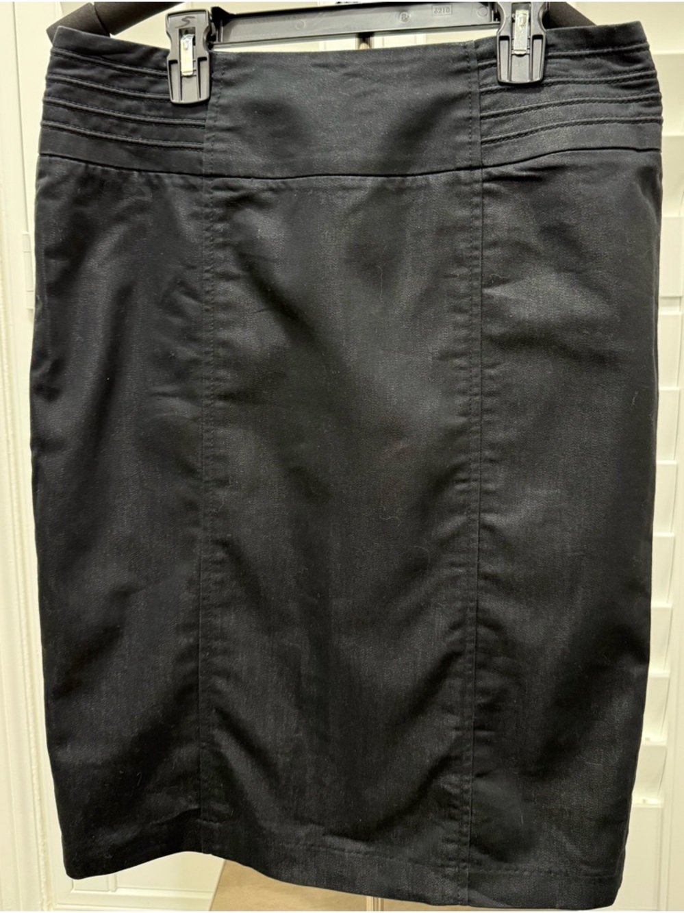 Kenar Black Pencil Skirt with Pin-Tuck Waistband